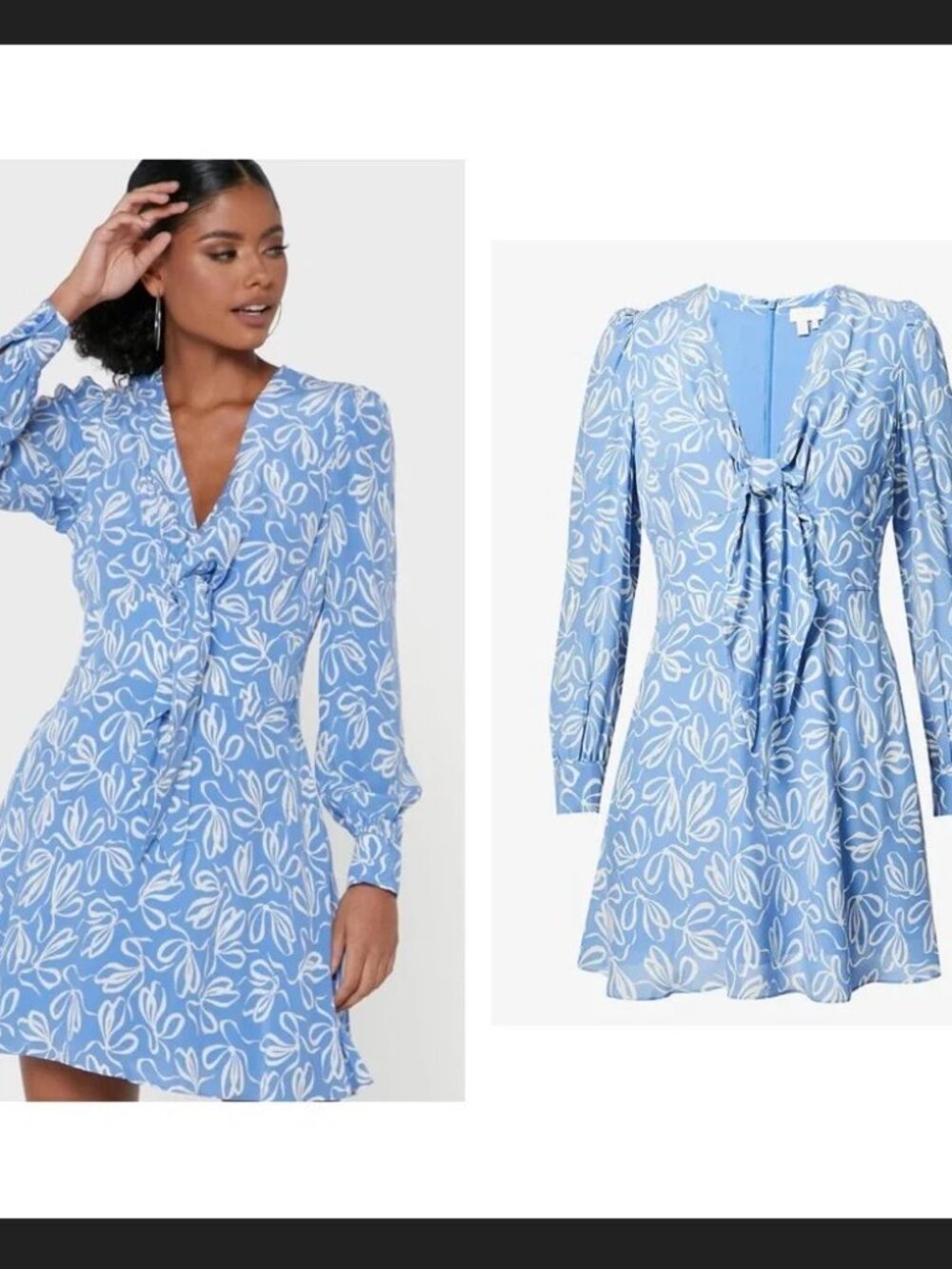 NWT Ted Baker London "Heidiee" Modernity Printed Blue V-Neck Dress Size 3 (8-10)
